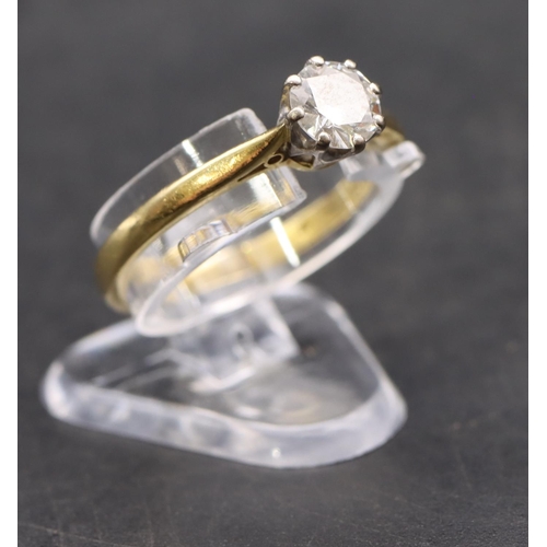 427 - An 18ct gold solitaire diamond ring, approx. 0.50 carat, size N, 2.3 grams gross, (white in colour a... 