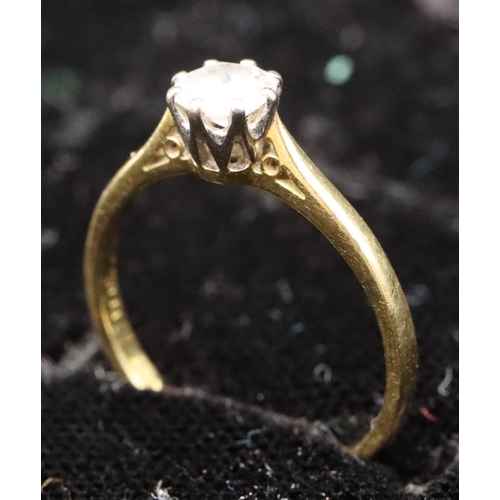 427 - An 18ct gold solitaire diamond ring, approx. 0.50 carat, size N, 2.3 grams gross, (white in colour a... 