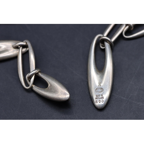 436 - Georg Jensen silver oblong linked chain, 50cm long, 39.6 grams