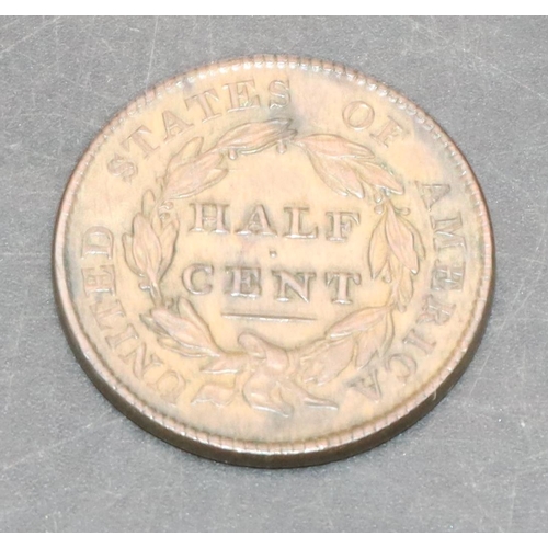 458 - A 19th Century American Half Cent, 1828