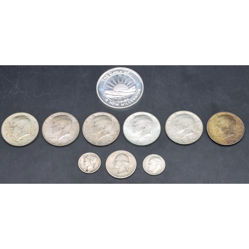 460 - A selection of American coins, all 1964 and pre, excluding millennium