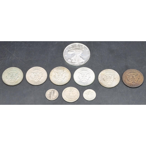 460 - A selection of American coins, all 1964 and pre, excluding millennium