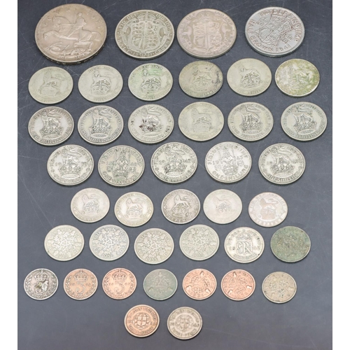 468 - A quantity of various pre-1947 English silver coins, 204 grams