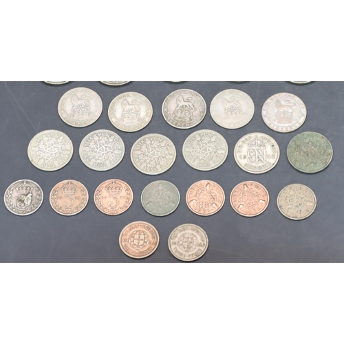 468 - A quantity of various pre-1947 English silver coins, 204 grams