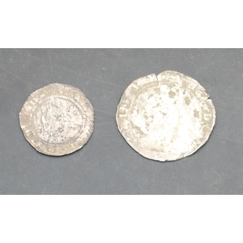 476 - 2 English hammered silver coins Henry VIII Groat and Elizabeth I Threepence (2)