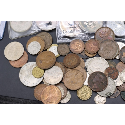 486 - A 1951 Crown, a George II bronze coin and a small quantity of various English and Continental coins