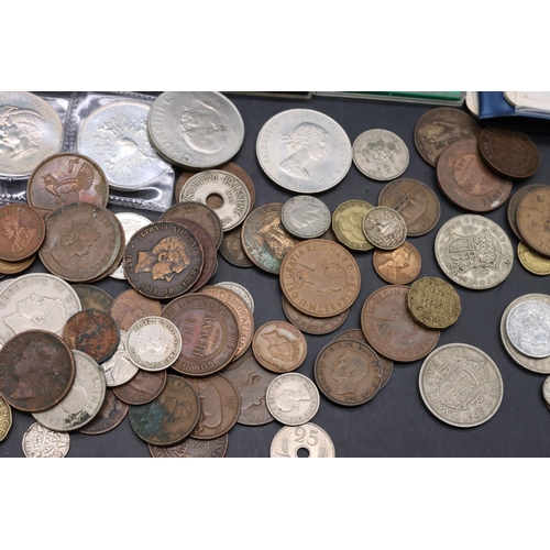 486 - A 1951 Crown, a George II bronze coin and a small quantity of various English and Continental coins