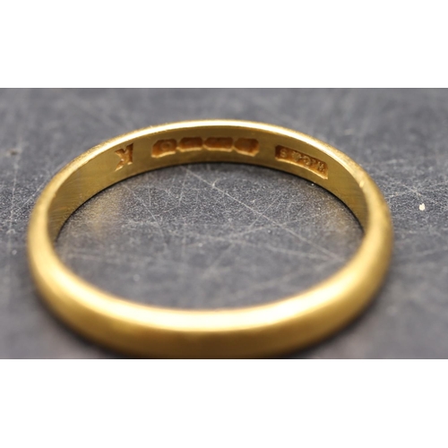 493 - A 22ct gold wedding ring, size Q, 3.7 grams