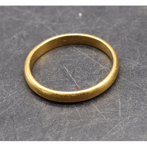 493 - A 22ct gold wedding ring, size Q, 3.7 grams