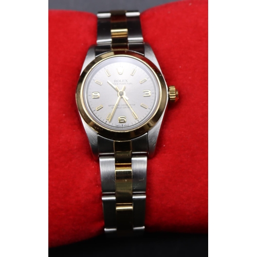 499 - A ladies' Rolex Oyster Perpetual Superlative Chronometer steel 2-tone wristwatch with matching strap... 