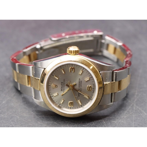 499 - A ladies' Rolex Oyster Perpetual Superlative Chronometer steel 2-tone wristwatch with matching strap...