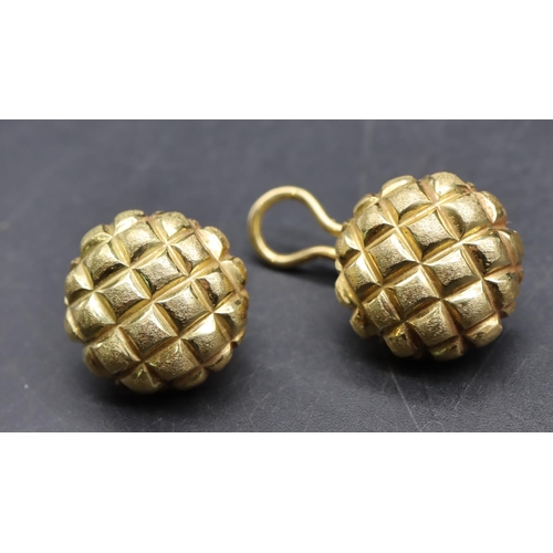 544 - A pair of 18ct gold circular bulbous earrings, 15.2 grams