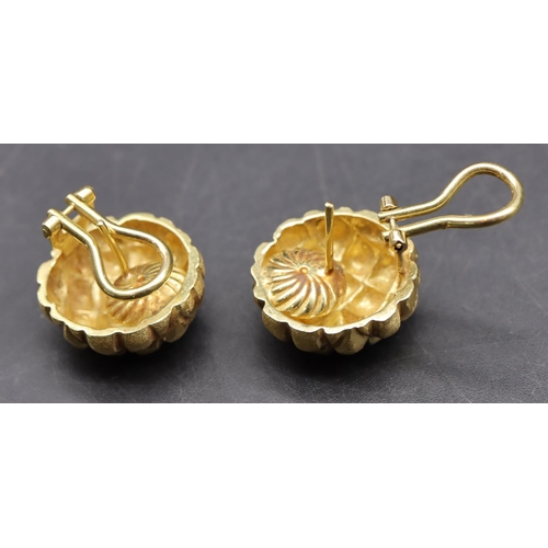 544 - A pair of 18ct gold circular bulbous earrings, 15.2 grams