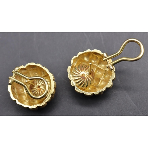 544 - A pair of 18ct gold circular bulbous earrings, 15.2 grams