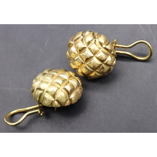 544 - A pair of 18ct gold circular bulbous earrings, 15.2 grams