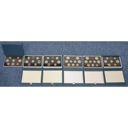 580 - 6 Royal Mint United Kingdom proof coin collections, 1983, 2 x 1985, 2 x 1989 and 1991, all boxed. (6... 