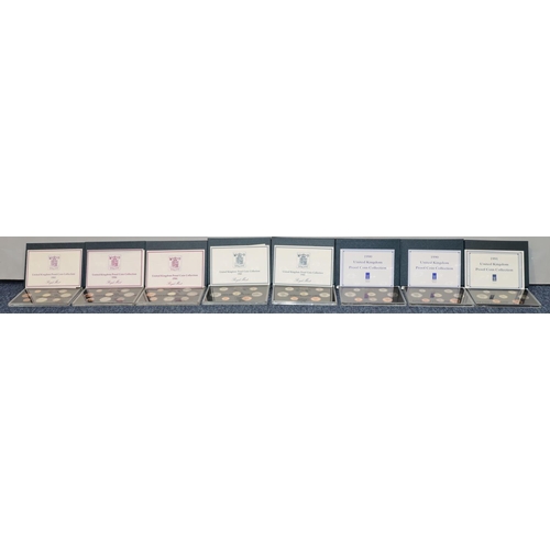 581 - 8 Royal Mint United Kingdom proof coin collection sets, 1983, 2 x 1984, 2 x 1985, 2x 1990 and 1991. ... 