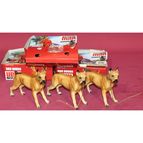 607 - 3 Palitoy Action Men guard dogs (All boxed) (boxes in need of restoration (3)