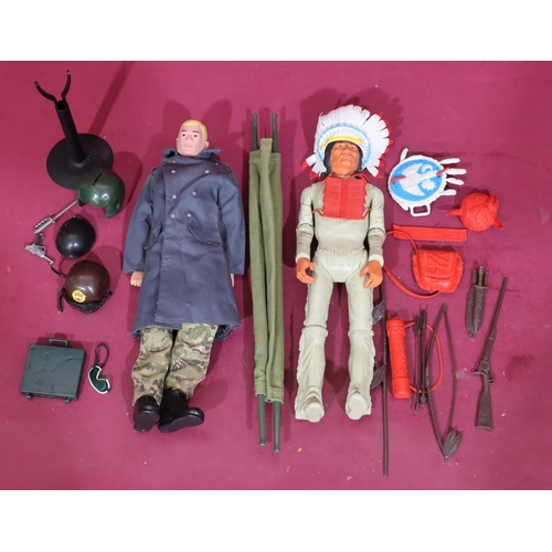 639 - A Marx Indian Cherokee Chief with accessories, 30cm high and an Action Man (no feet) with various ac... 