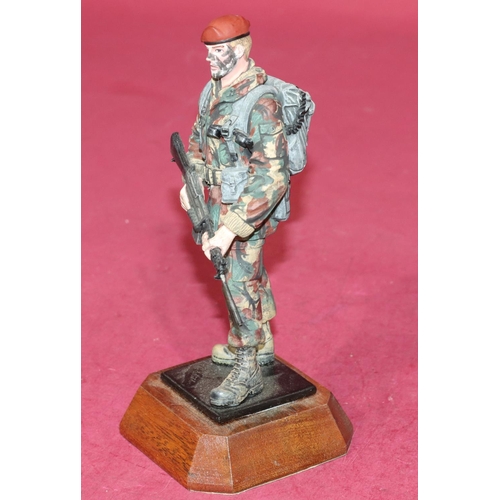 648 - Charles C Stadden painted bronze military figure on square wood base, 19cm high