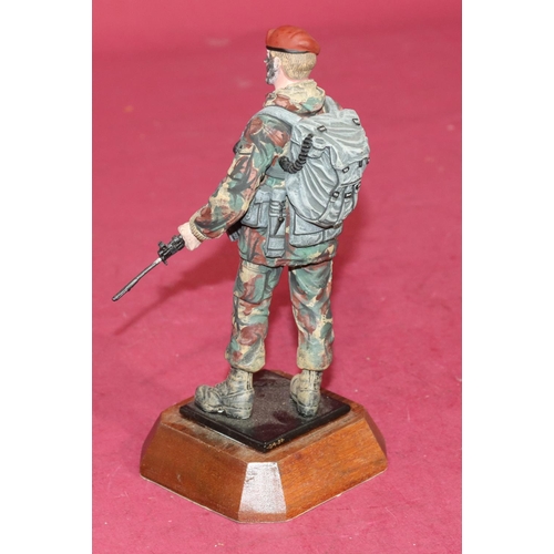 648 - Charles C Stadden painted bronze military figure on square wood base, 19cm high