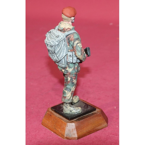 648 - Charles C Stadden painted bronze military figure on square wood base, 19cm high