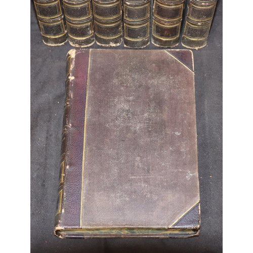 729 - A set of 7 part leather bound books Waverley novels, circa. 1845, by Robert Cadell, vols. 17, 18, 19... 