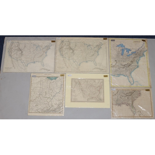 766 - 6 American coloured maps, all mounted but unframed, largest 52cm x 40cm (6)