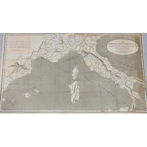 767 - An early black and white map of France, 38.5cm x 50cm and a similar black and white map 