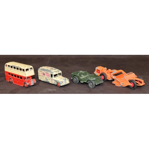 769 - A Dinky Daimler, a Dinky bus, a Lonestar Jeep and a Matchbox Allis-Chalmers Motor Scraper (4)