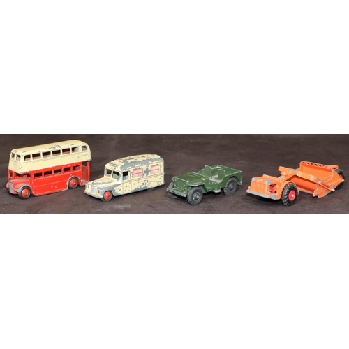 769 - A Dinky Daimler, a Dinky bus, a Lonestar Jeep and a Matchbox Allis-Chalmers Motor Scraper (4)