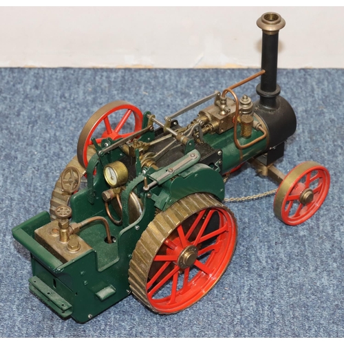 792 - D.R.M., Birmingham live model steam traction engine, maker DR Mercer, gas fired, 30cm, 20cm high (no... 