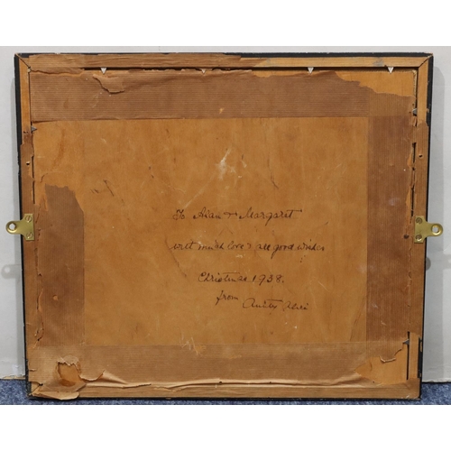 796 - A 20th Century sampler depicting verse, inscribed to reverse Christmas 1938, 30 x 35cm, framed.