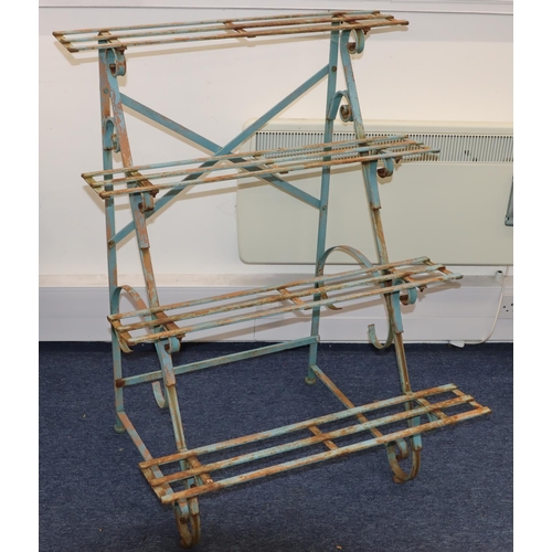 811 - A Victorian 3-tier painted graduated plant stand, 80.5cm wide, 64cm deep, 107.5cm high