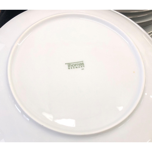 7001 - A  dinner service stamped Thomas Germany, white with silver rim, 12 large plates, 12 medium plates, ... 