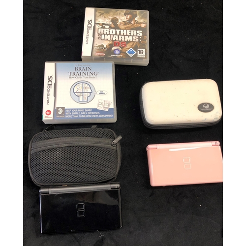 7016 - A Nintendo DS Lite in black  serial no. UEF14769710 with case,  a Nintendo DS Lite in pink, serial n... 