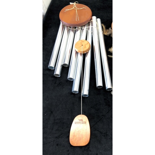 7026 - 3 wind chimes, largest 70cm long overall.