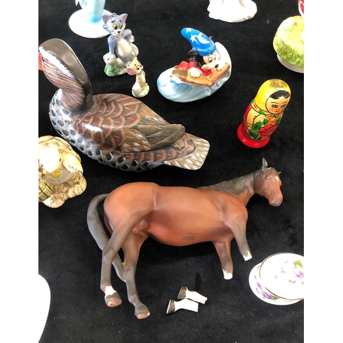 7027 - A Beswick horse (2 feet a/f), a Disney Japan Mickey Mouse, a Beswick Beatrix Potter Mr Alderman Ptol... 