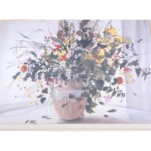 7075 - Celia Russell print still life of flowers, Symphony, 39.5 x 25.5cm in gilt frame and 4 other framed ... 