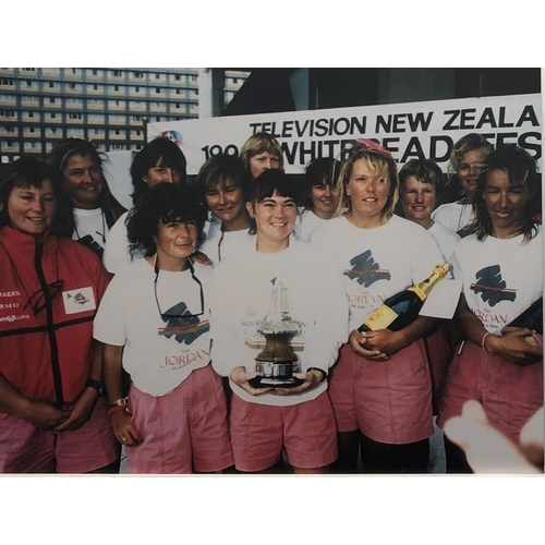 7085 - 2 photographic boards of Tracy Edwards and her crew in 1989, 1 portrait, 1 landscape, both 60 x 80cm... 