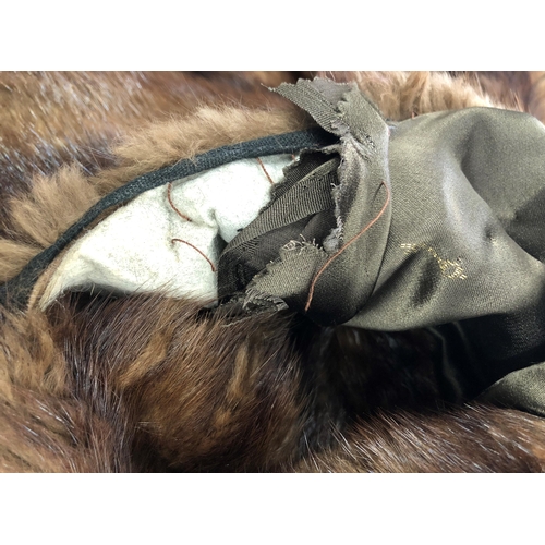 7088 - A vintage brown fully lined fur swing jacket with 2 pockets to front (lining torn in 1 pocket), 68cm... 