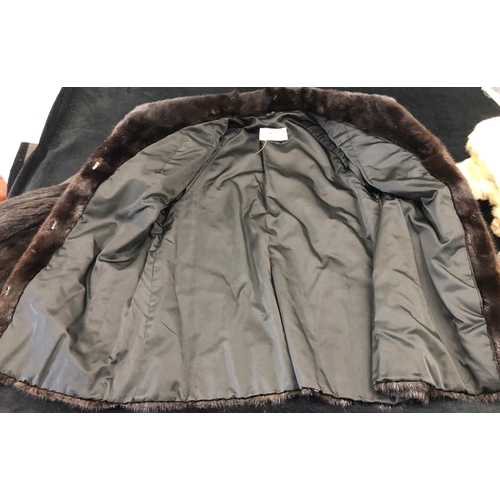 7089 - A Maxwell Croft London. Bath dark brown fully lined fur jacket, 1 side pocket, metal clips and hooks... 