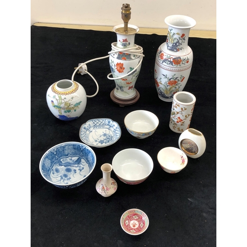 7127 - A quantity of Oriental style china, including a vase, 31.5cm high, a lamp, 37cm high etc.