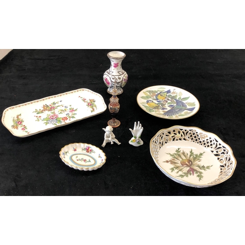 7129 - A Staffordshire Crown Bone china Pagoda rectangular dish and a quantity of various other china.