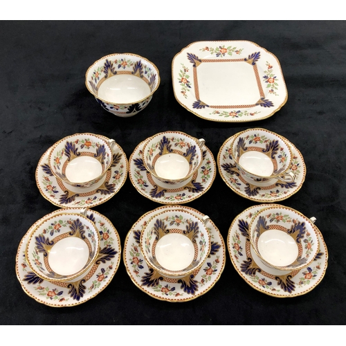 7142 - A Court China tea set, 6 cups, 6 saucers, sugar bowl and sandwich plate.