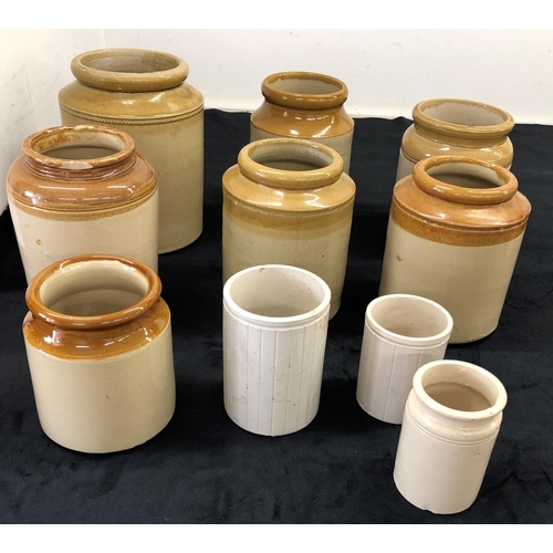 7144 - 7 large earthenware pots, tallest 23cm high and 3 smaller glazed pots. (10).