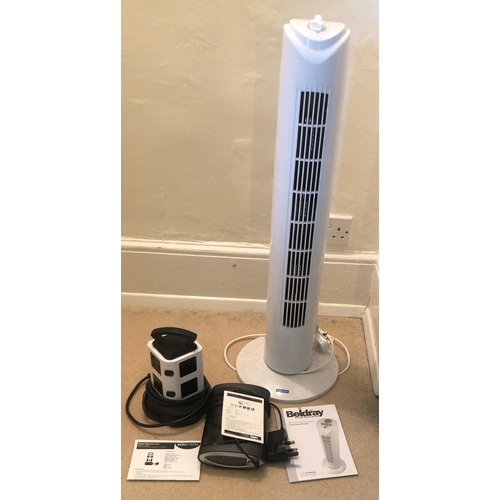 7182 - A Belldray 29inch tower electric fan, model BD19 5AR, with manual, a Coopers of Stortford Smart Air ... 