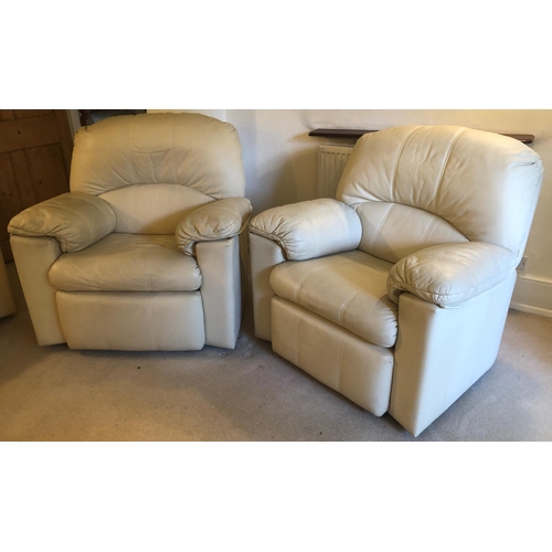 7188 - A good quality cream/ivory leather living room suite bought from Collingwood & Batchelor, 1 2-seater... 