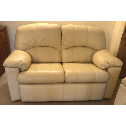 7188 - A good quality cream/ivory leather living room suite bought from Collingwood & Batchelor, 1 2-seater... 