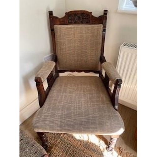 7225 - A pair of Victorian walnut armchairs, height 103cm, width 68cm. This item is not held by PF Windiban... 